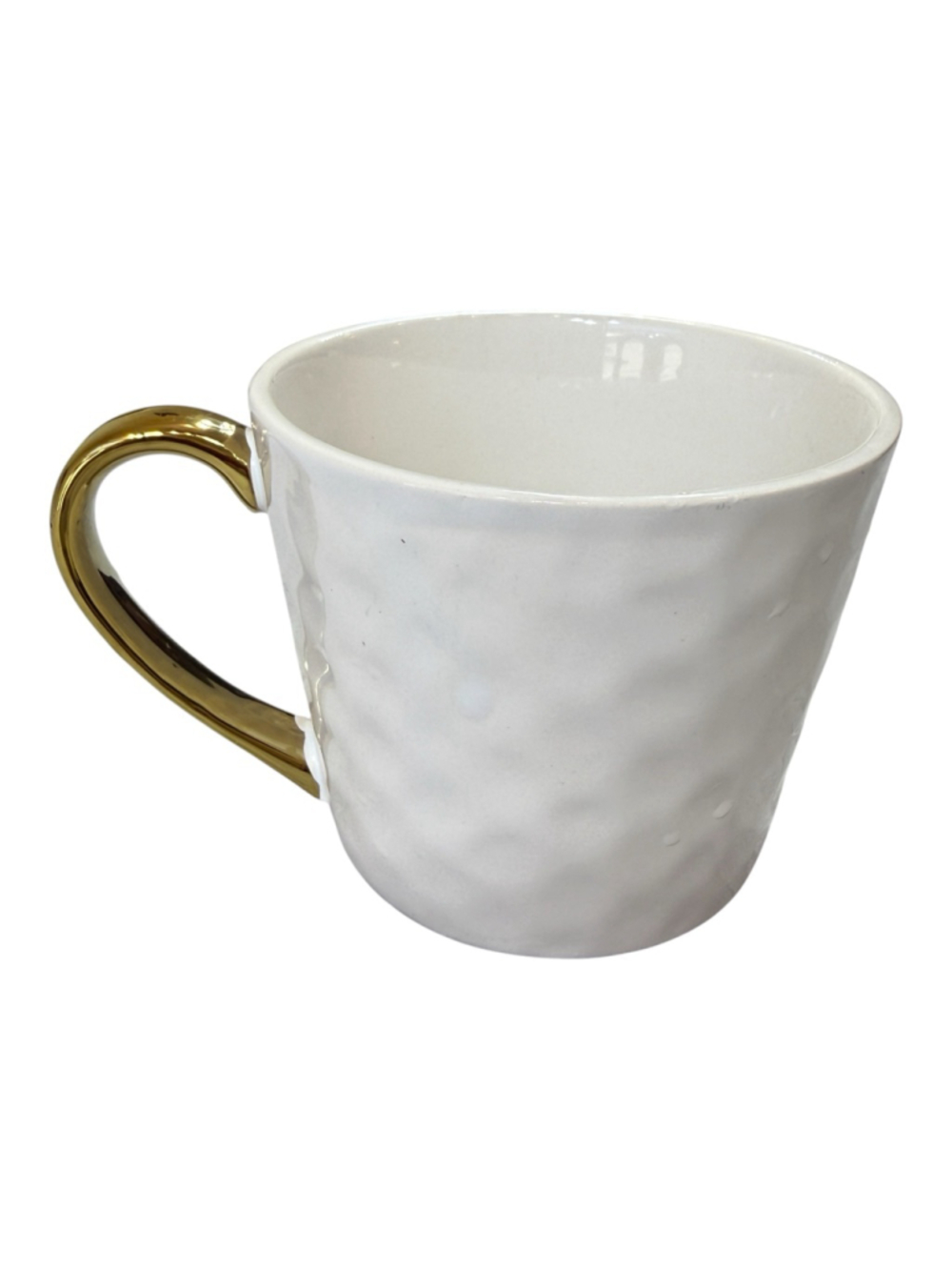 Harvest Green Studio Heart Mug White Stoneware Gold Handle Valentine Coffee Cup - Picture 3 of 4